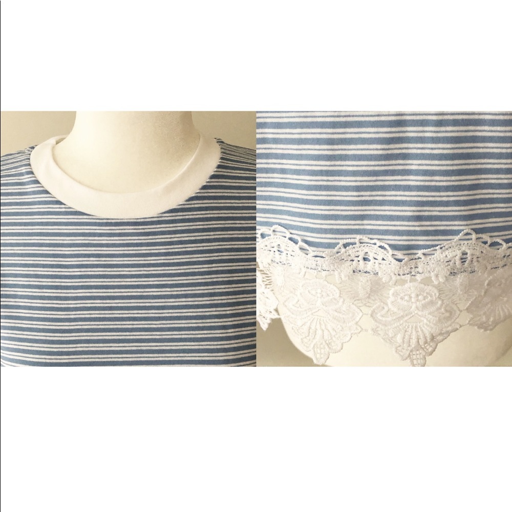 Topshop | Striped Lace Trim Cropped Top *NWT* - Picture 6 of 8